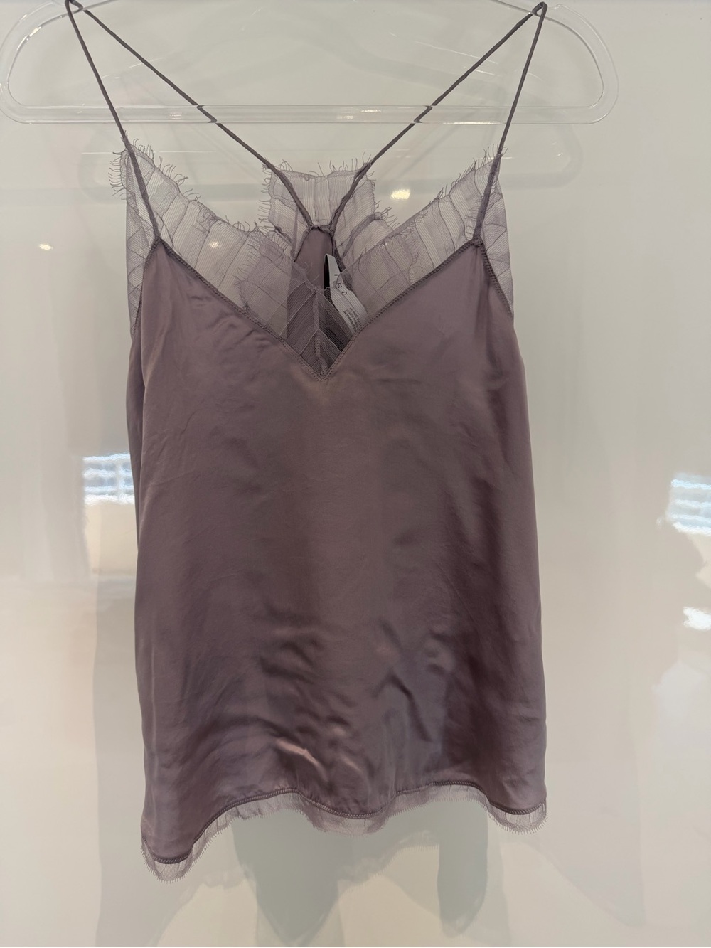 IRO Satin Lace-Trim Cami Top - Dusty Lilac